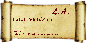 Loidl Adriána névjegykártya